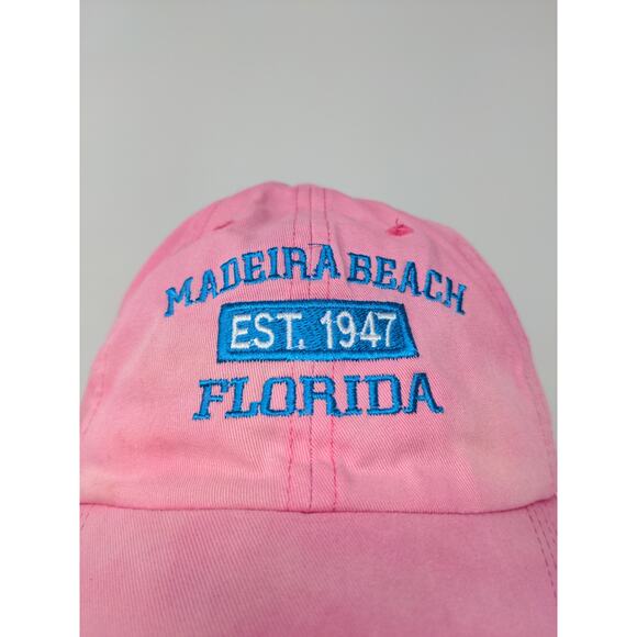 Anvil Madeira Beach Florida Strapback Hat Pink Embroidered Spell Out - Picture 3 of 8
